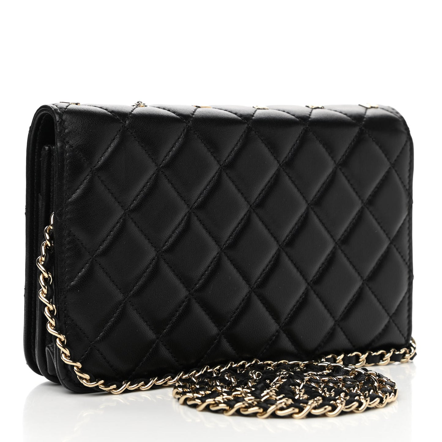 Lambskin Quilted All About Chanel Wallet On Chain WOC Black