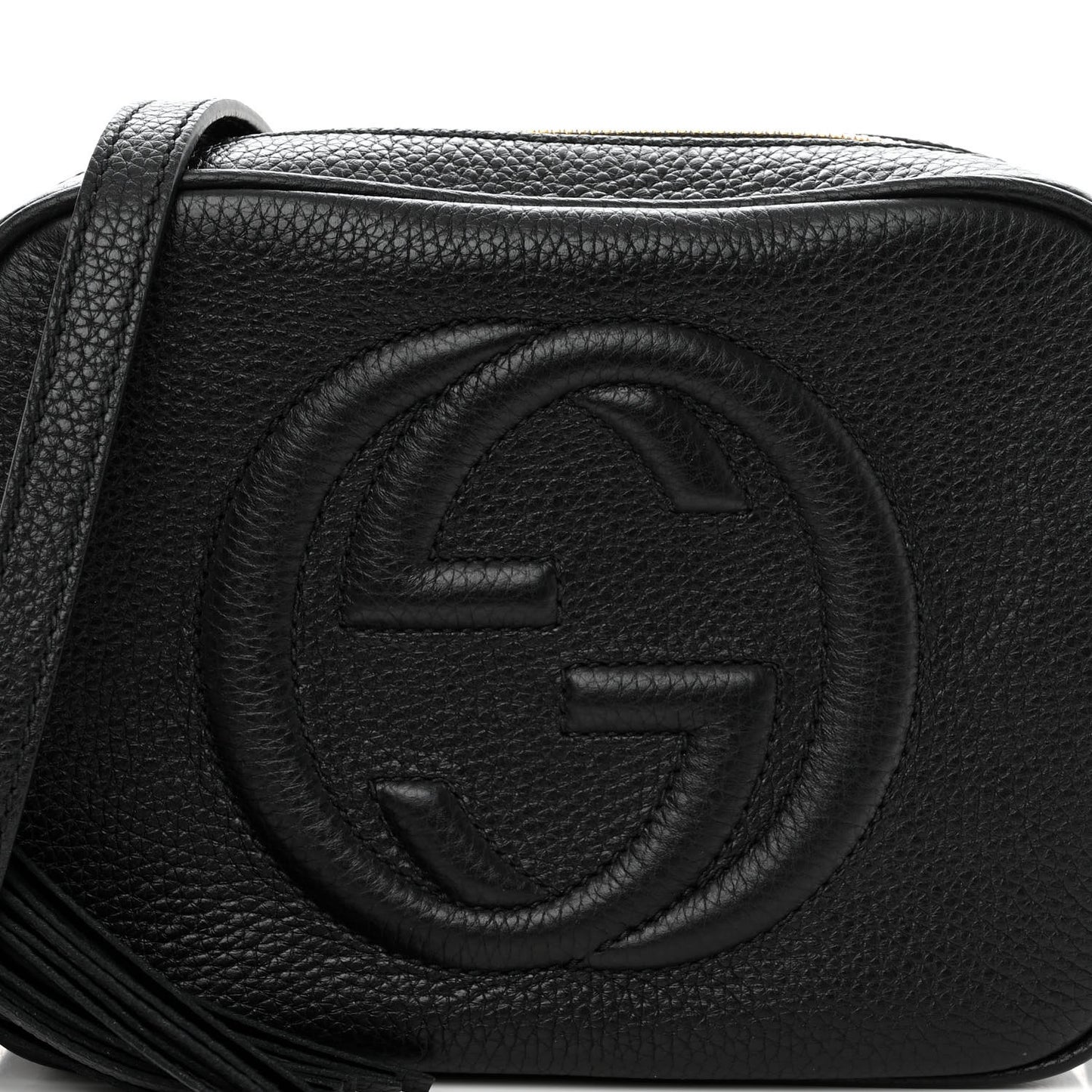 Pebbled Calfskin Small Soho Disco Bag Black