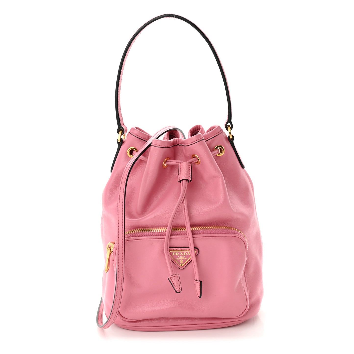 Soft Calfskin Saffiano Mini Bucket Crossbody Bag Peonia