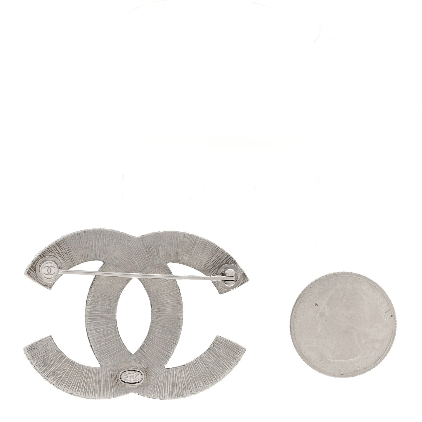Baguette Crystal CC Brooch Silver