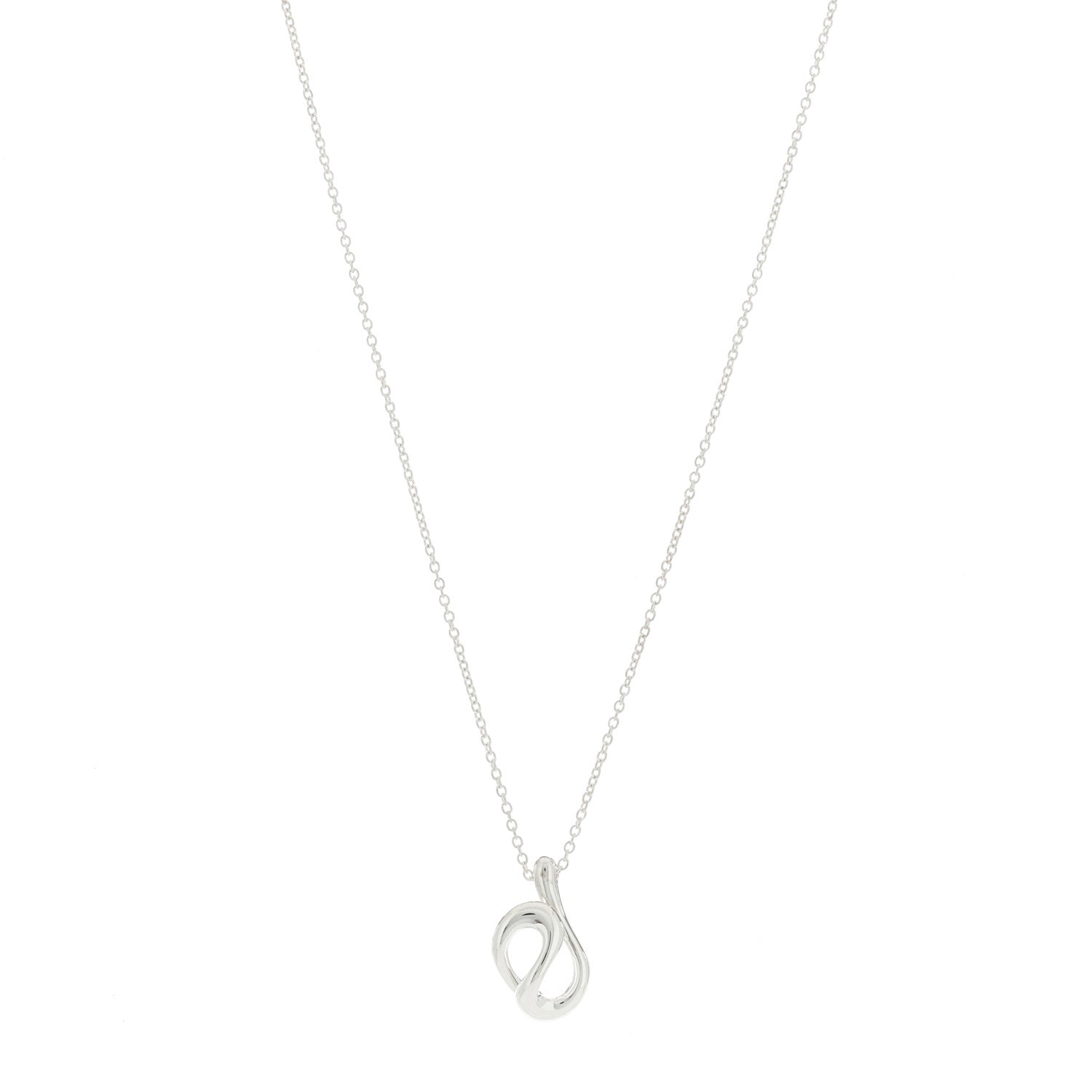Tiffany Sterling Silver Elsa Peretti Open Wave Pendant Necklace 1 of 7