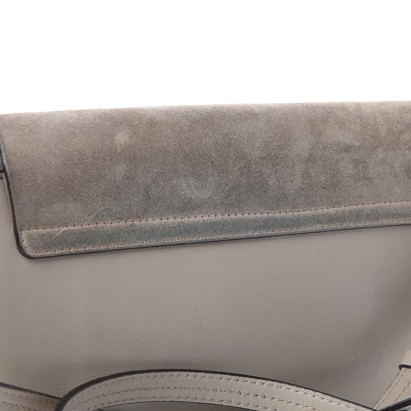 Suede Calfskin Small Faye Shoulder Bag Motty Grey