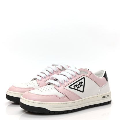 Prada Vitello Sport Spazzolato Rois Rubber Triangle Logo Perforated Womens District Low Top 30mm Sneakers 35.5 White Alabastro 3 of 8