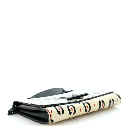 Louis Vuitton Calfskin Graphic Print Twist Chain Wallet White Black White Black 4 of 9