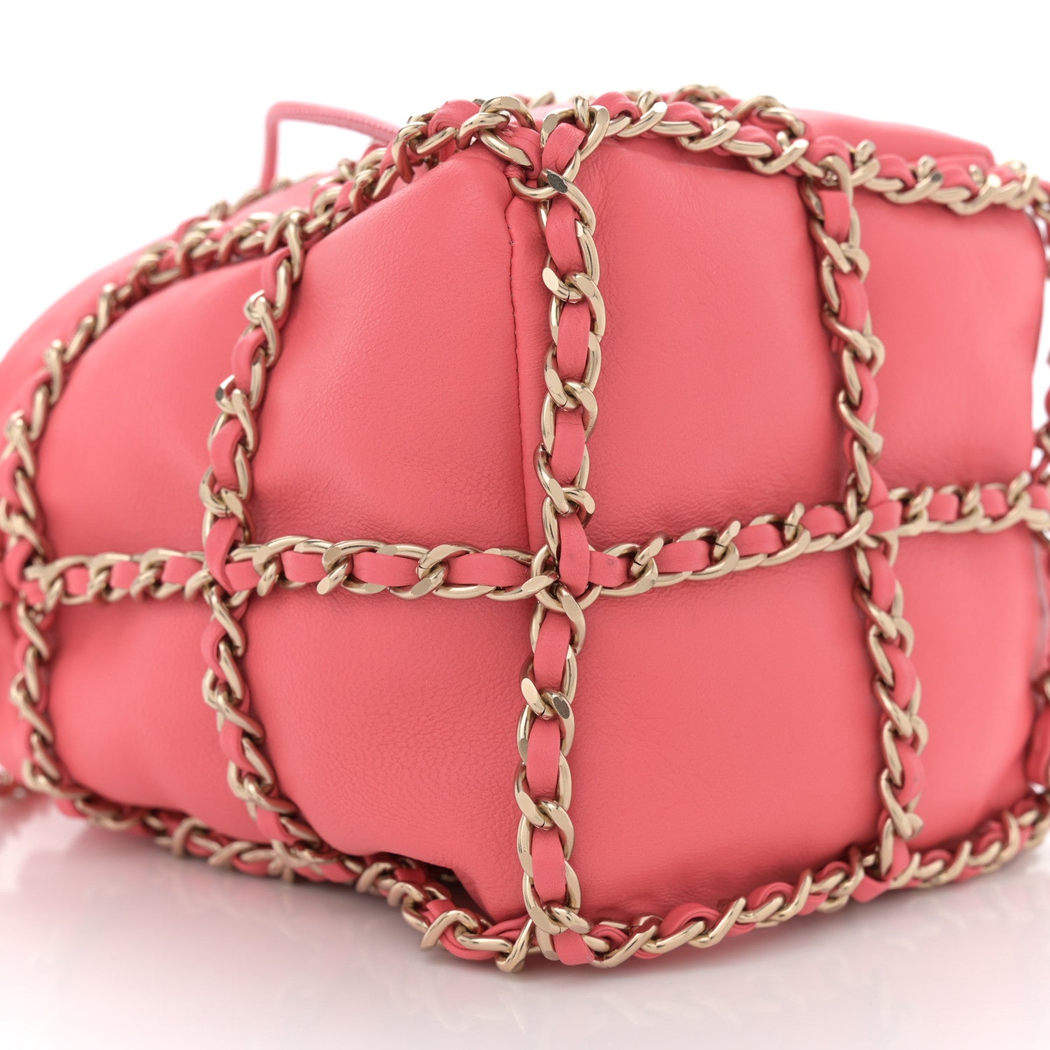 Chanel Lambskin Bucket Chain Drawstring Bag Pink 9 of 10
