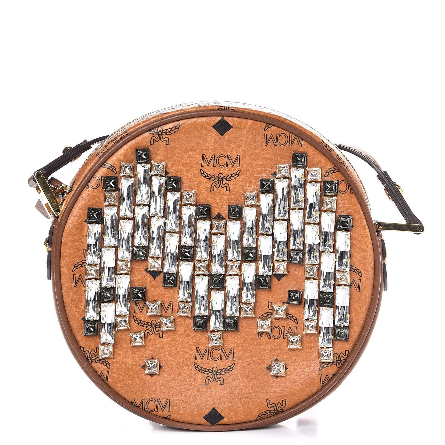 Visetos Crystal M Stud Crossbody Cognac