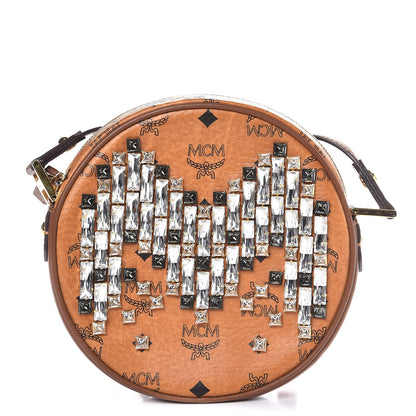 MCM Visetos Crystal M Stud Crossbody Cognac 1 of 8