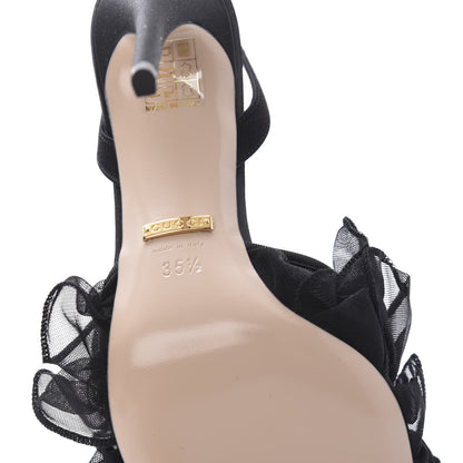 Gucci Tulle Ruffle High Heel Slingback Sandals 35.5 Black 6 of 9