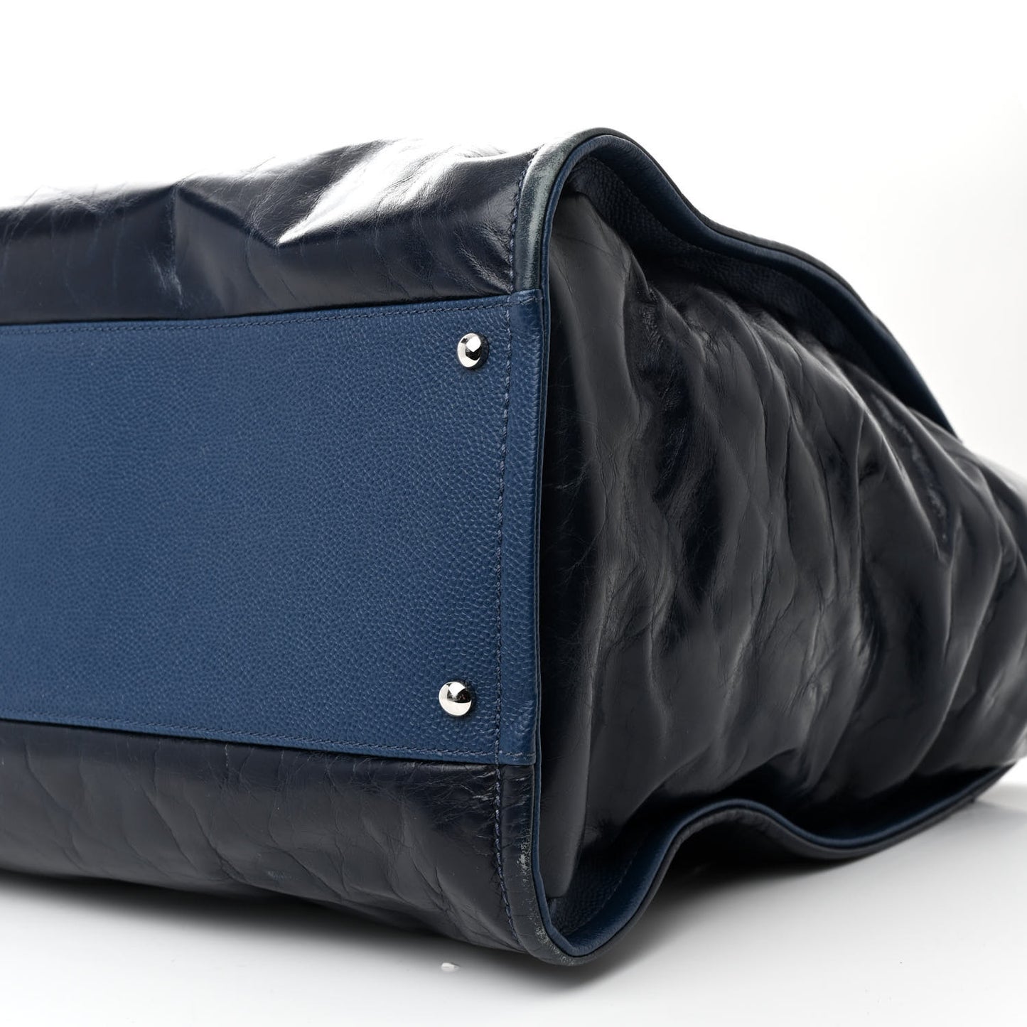 Glazed Calfskin Large Deauville Tote Blue