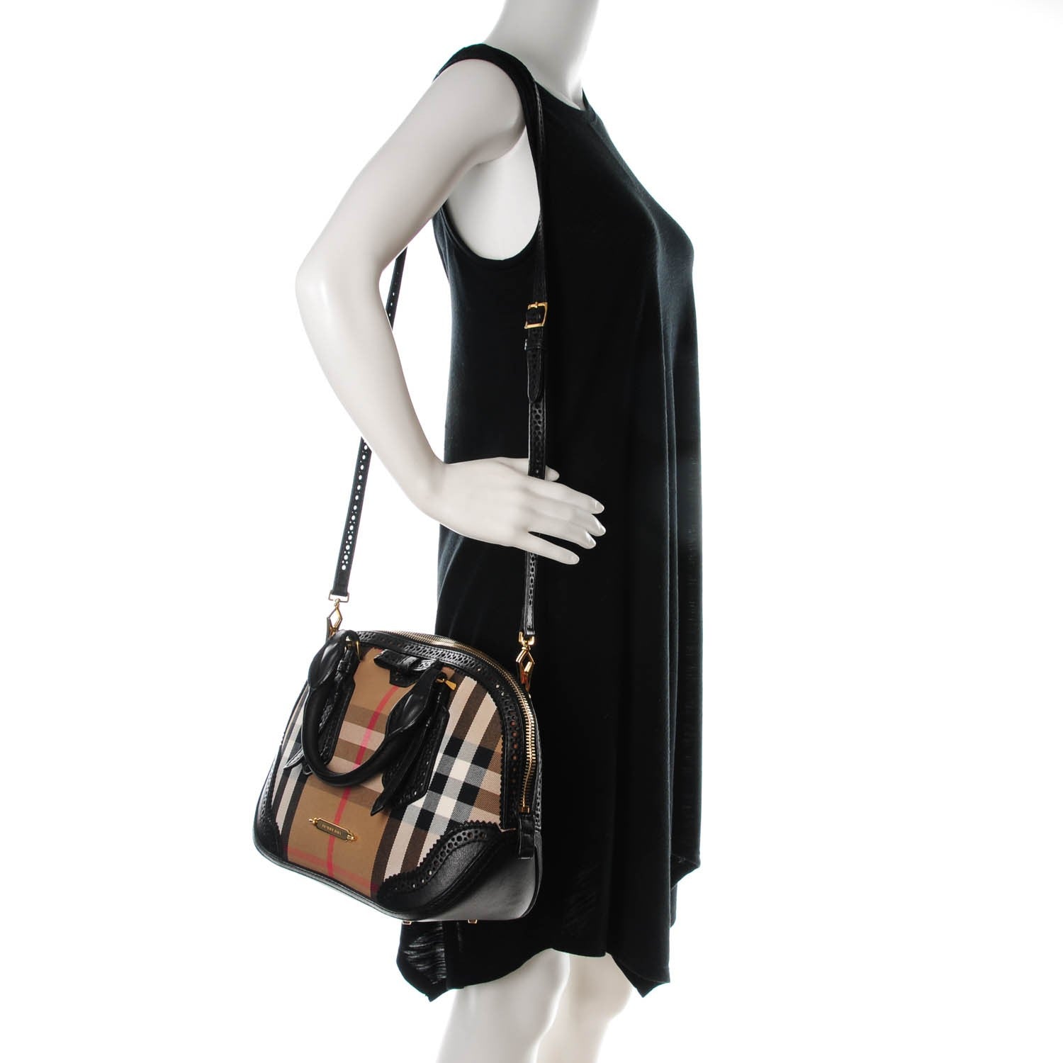 Burberry House Check Broguing Small Orchard Bowling Bag Black 2 of 8