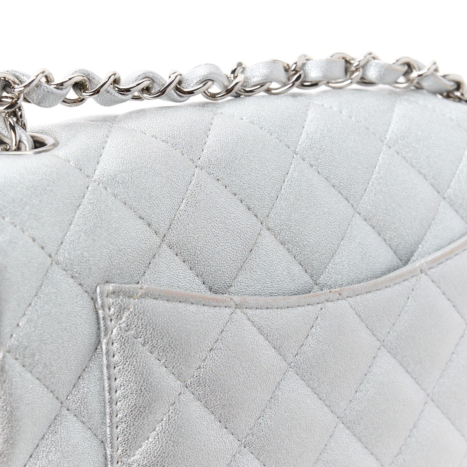 Chanel Metallic Lambskin Quilted Mini Rectangular Flap Silver 12 of 13