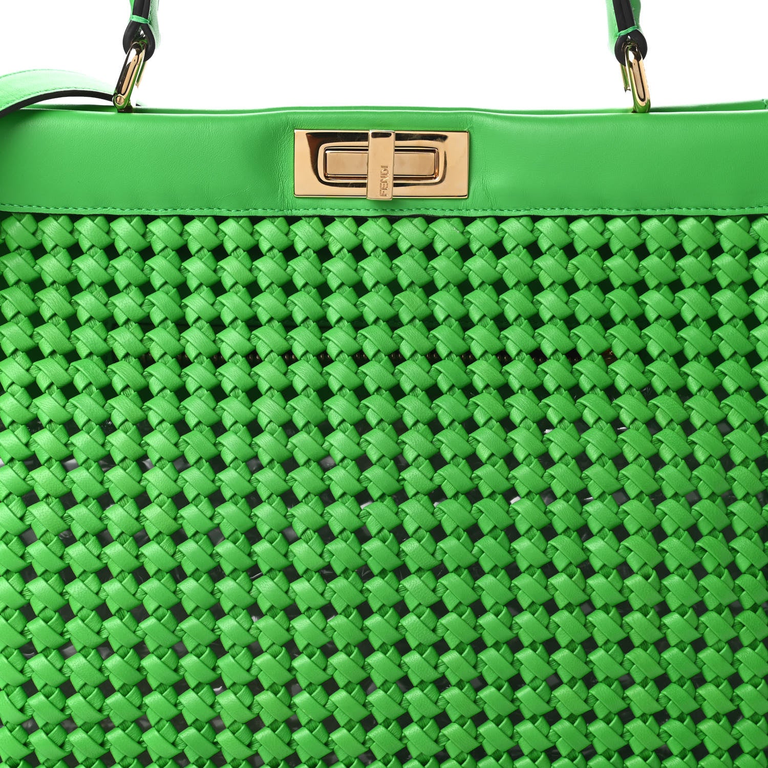 Fendi Nappa Matisse Intreccio Large Peekaboo Iconic Satchel Tomatillo 9 of 9