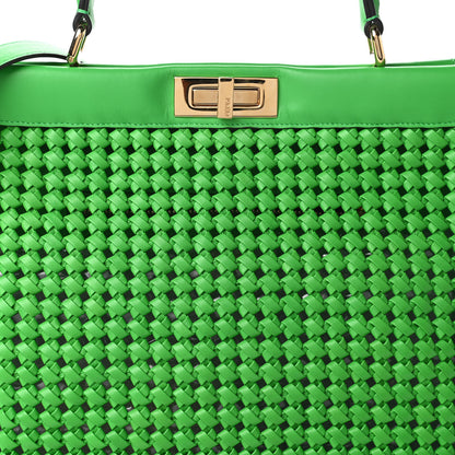 Fendi Nappa Matisse Intreccio Large Peekaboo Iconic Satchel Tomatillo 9 of 9