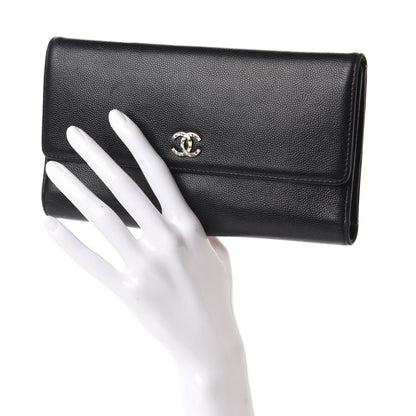Chanel Caviar Sevruga CC Large Gusset Flap Wallet Black 2 of 11