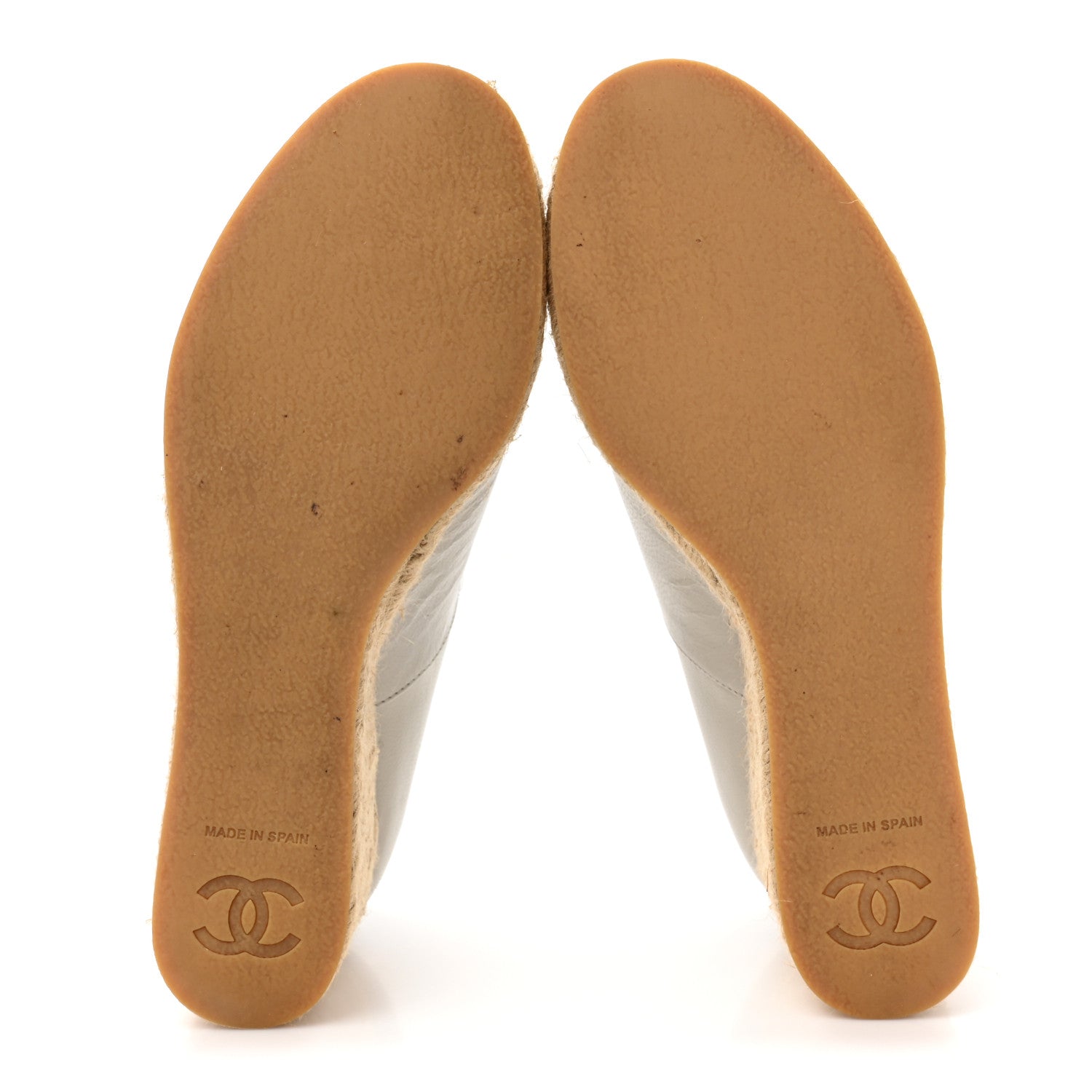 Chanel Lambskin Suede CC Espadrille Wedges 41 White Black 5 of 14