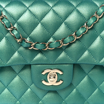 Chanel Iridescent Caviar Quilted Medium Double Flap Green 9 of 12