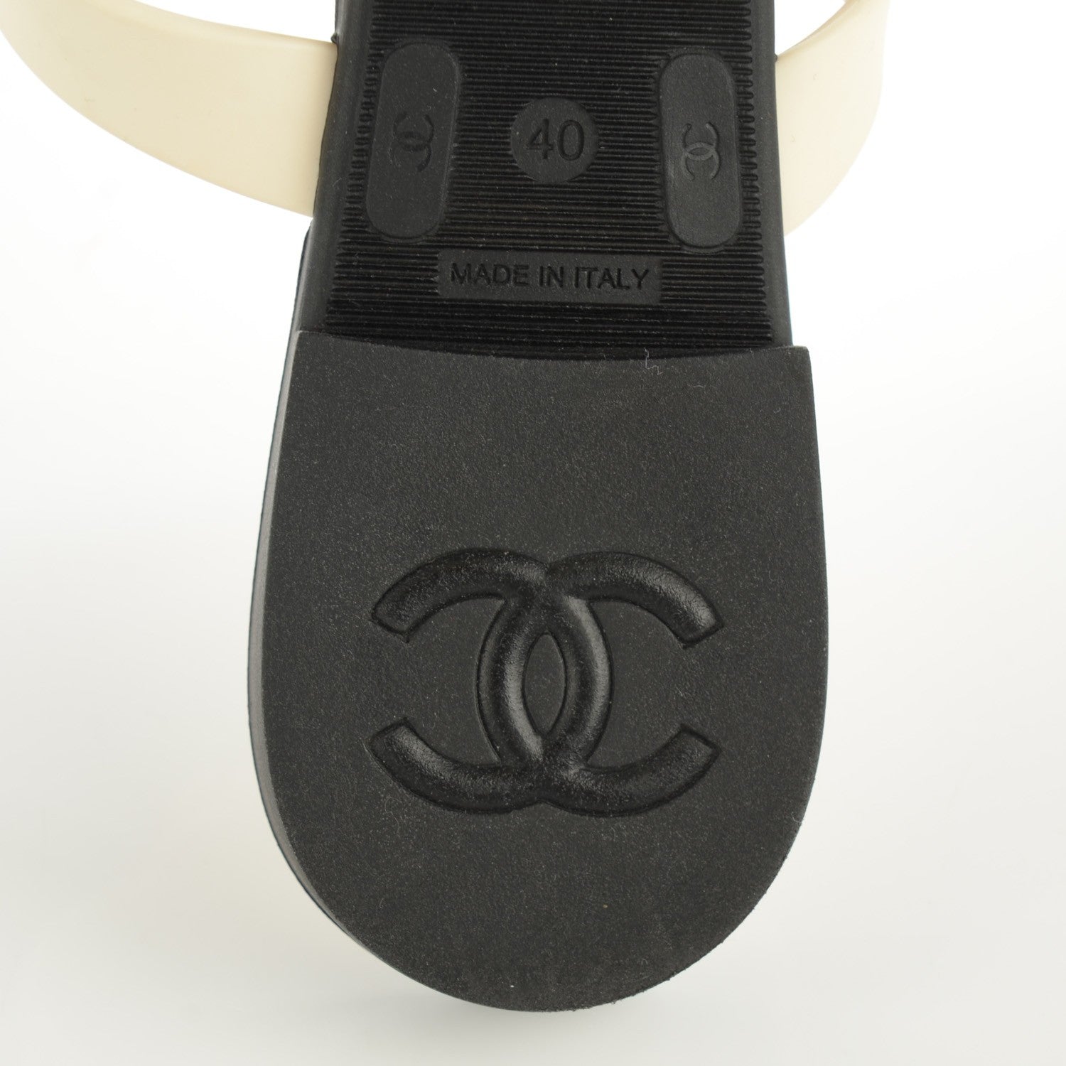 Chanel Jelly Quilted Camellia Thong Sandals 40 Black White 6 of 7