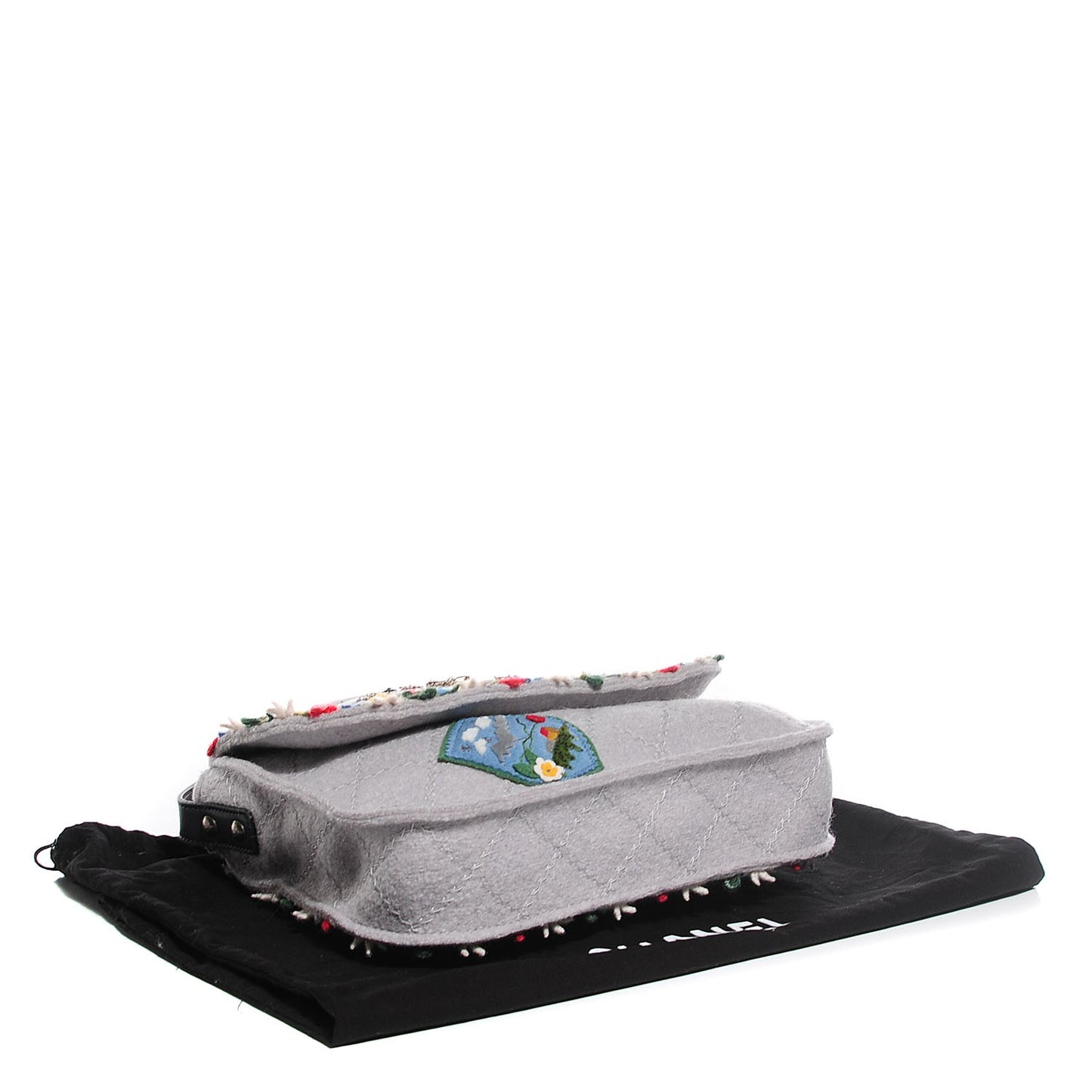 Felt Embroidered Small Crest Austrian Satchel Grey