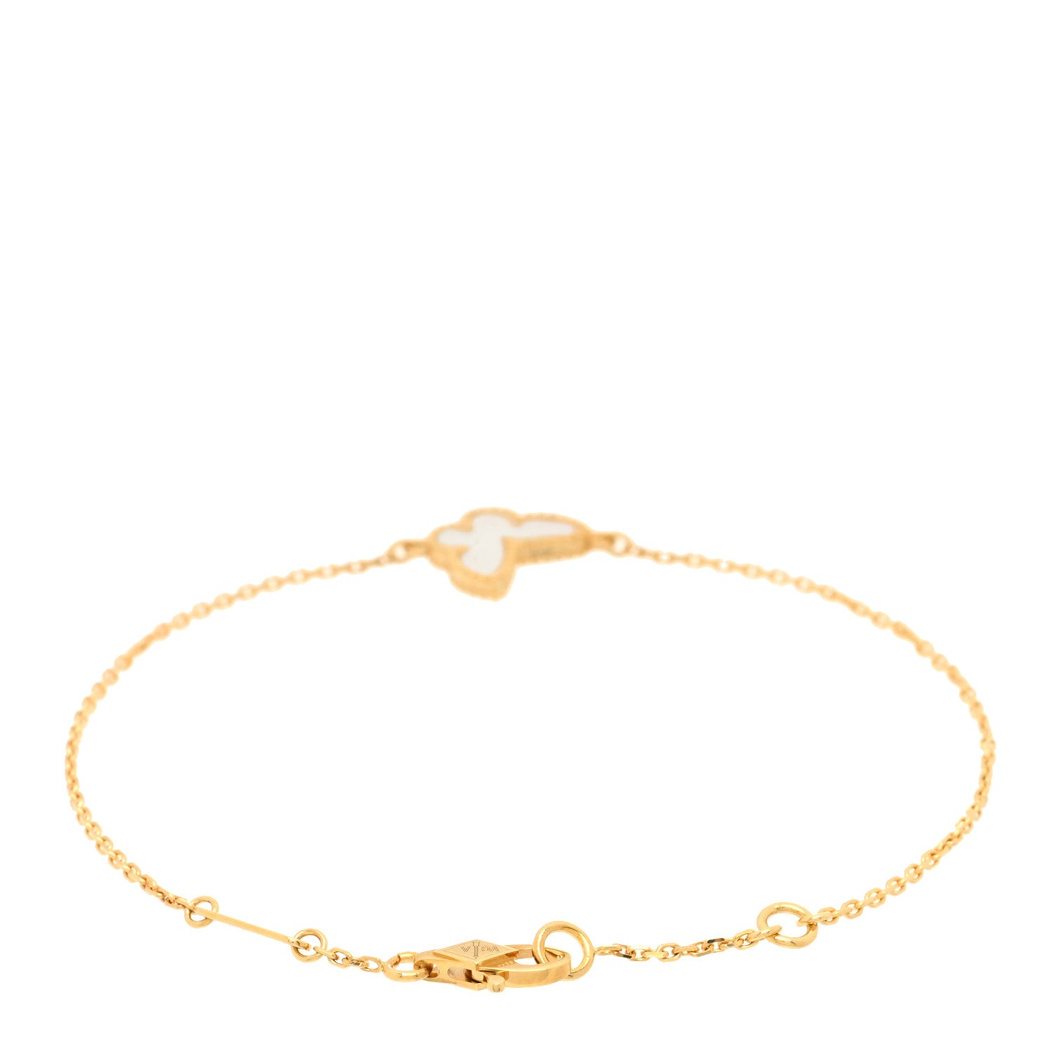 Van Cleef & Arpels 18K Yellow Gold Mother of Pearl Sweet Alhambra Butterfly Bracelet 2 of 3