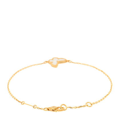 Van Cleef & Arpels 18K Yellow Gold Mother of Pearl Sweet Alhambra Butterfly Bracelet 2 of 3