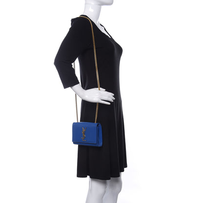 Saint Laurent Grain De Poudre Small Classic Monogram Kate Satchel Royal Blue 2 of 11