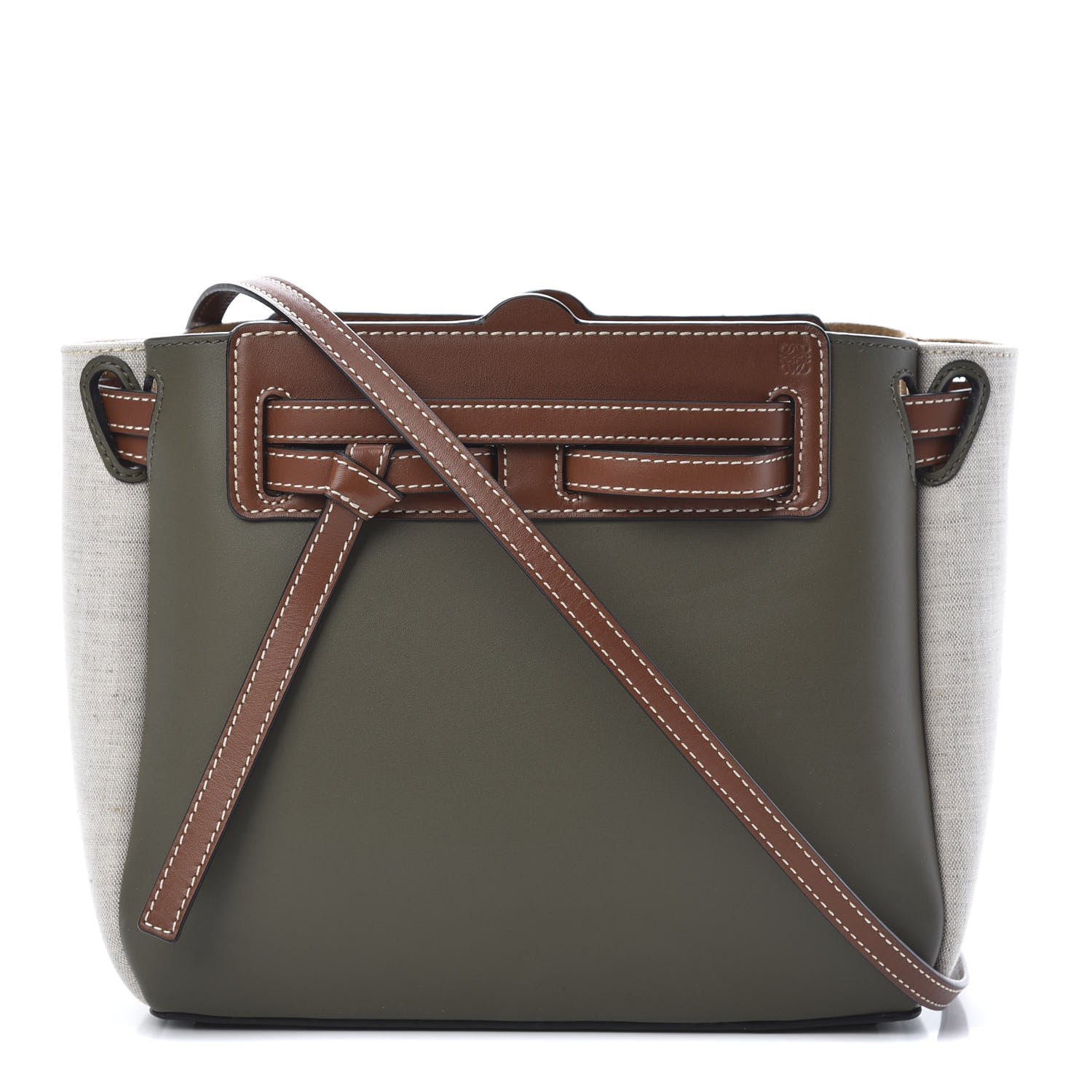 Loewe Calfskin Linen Mini Lazo Tote Khaki Green 1 of 11