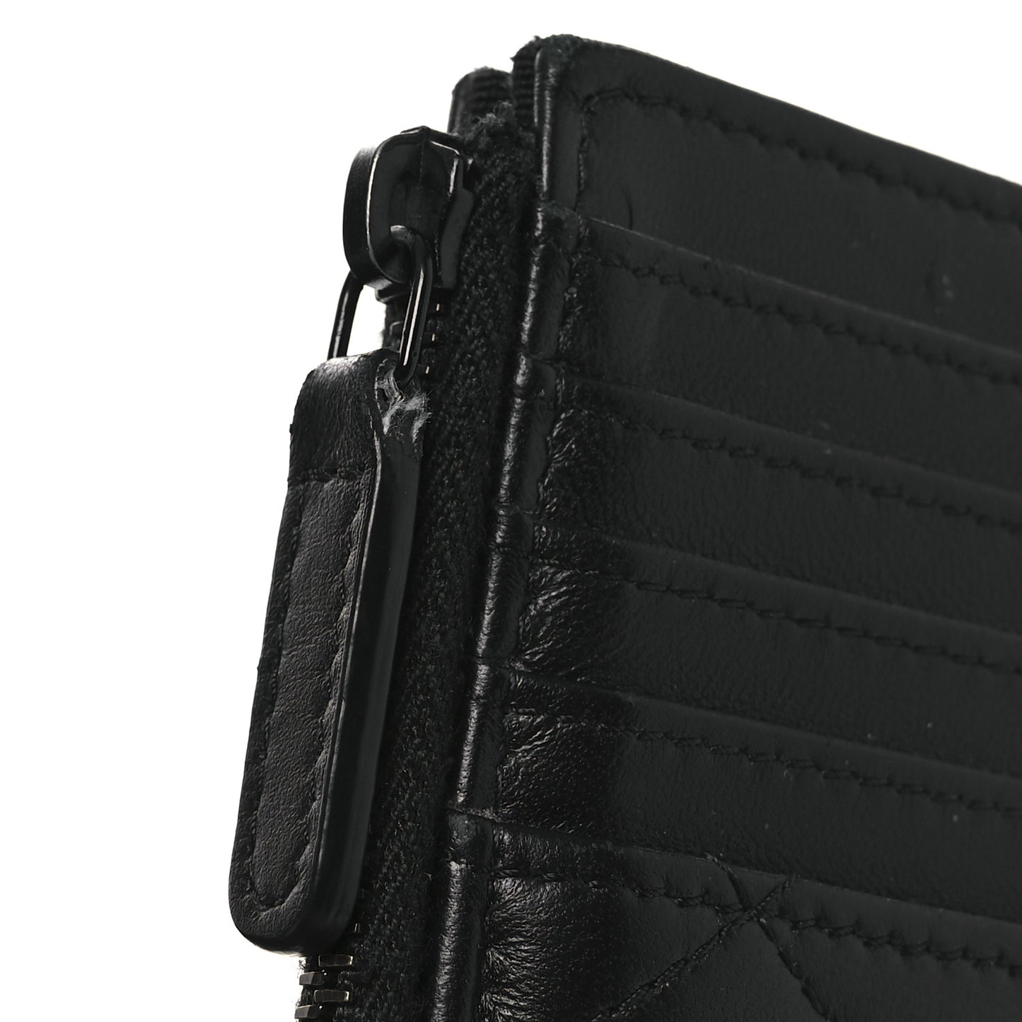 Lambskin Quilted Zip Card Holder So Black