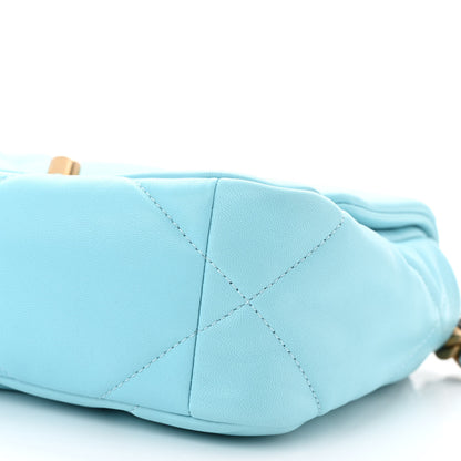 Chanel Shiny Lambskin Quilted Medium Chanel 19 Flap Light Blue 10 of 11