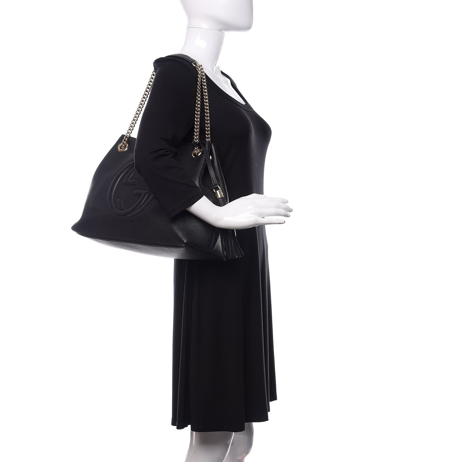 Gucci Pebbled Calfskin Medium Soho Chain Shoulder Bag Black 2 of 11