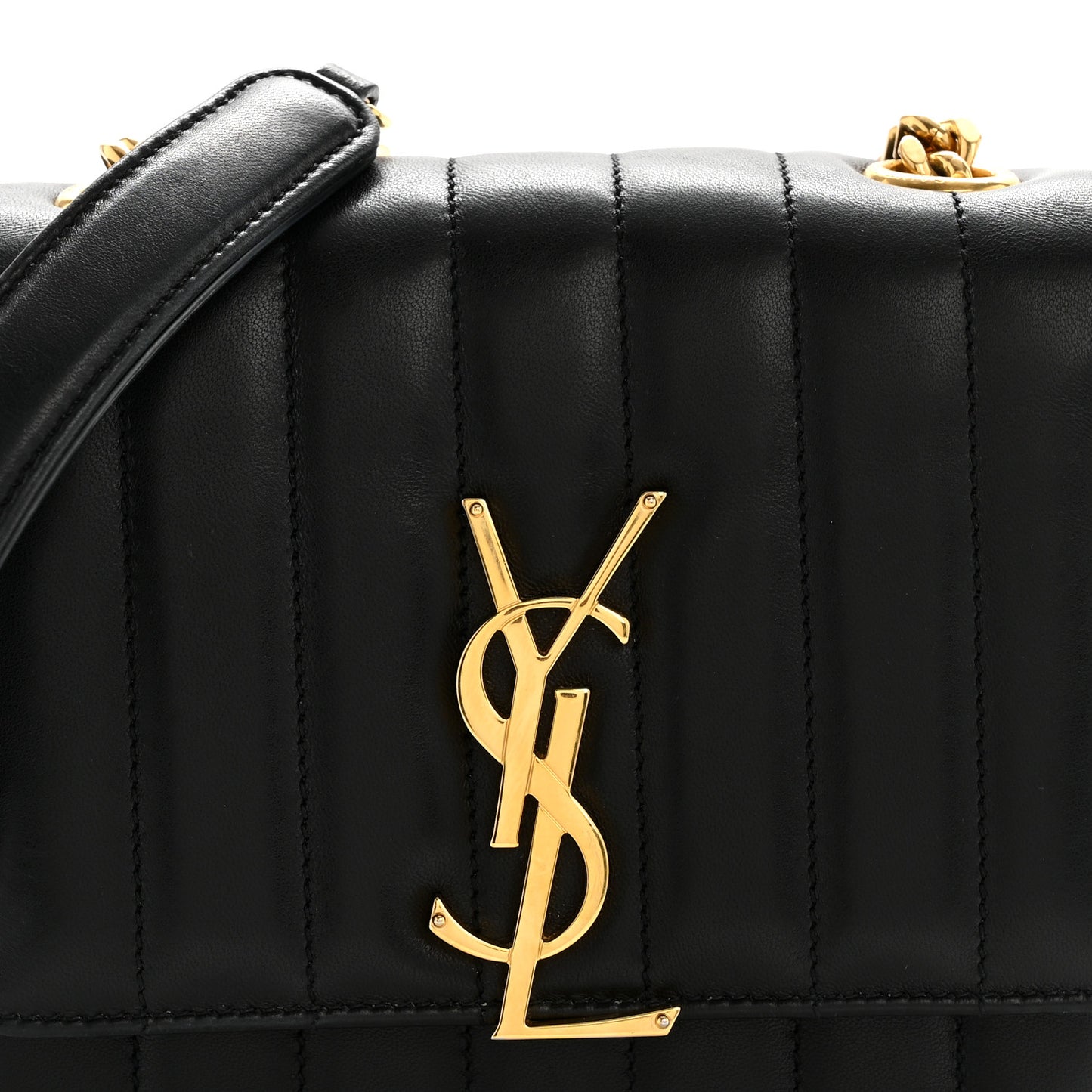 Lambskin Matelasse Monogram Small Vicky Chain Bag Black