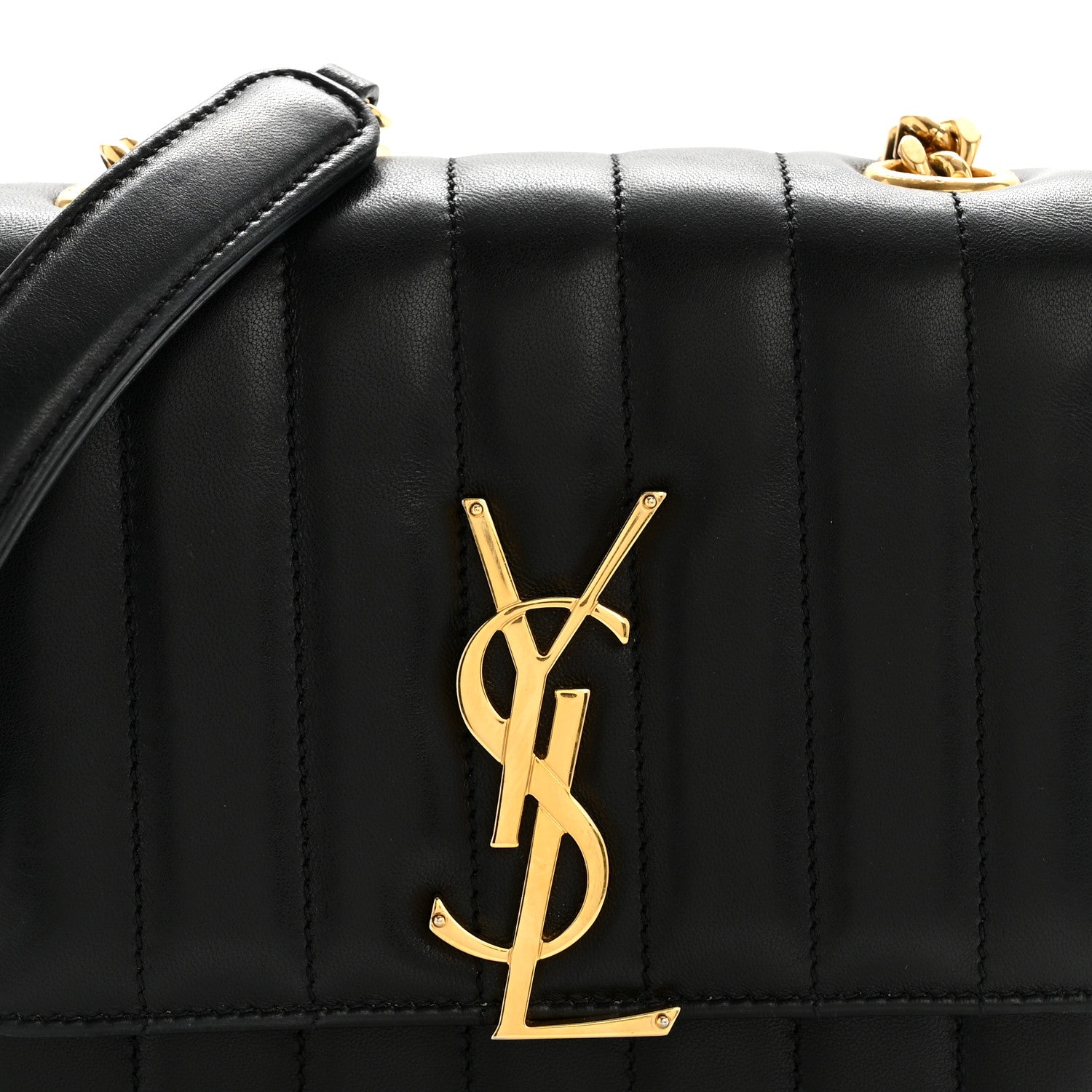 Saint Laurent Lambskin Matelasse Monogram Small Vicky Chain Bag Black 8 of 15