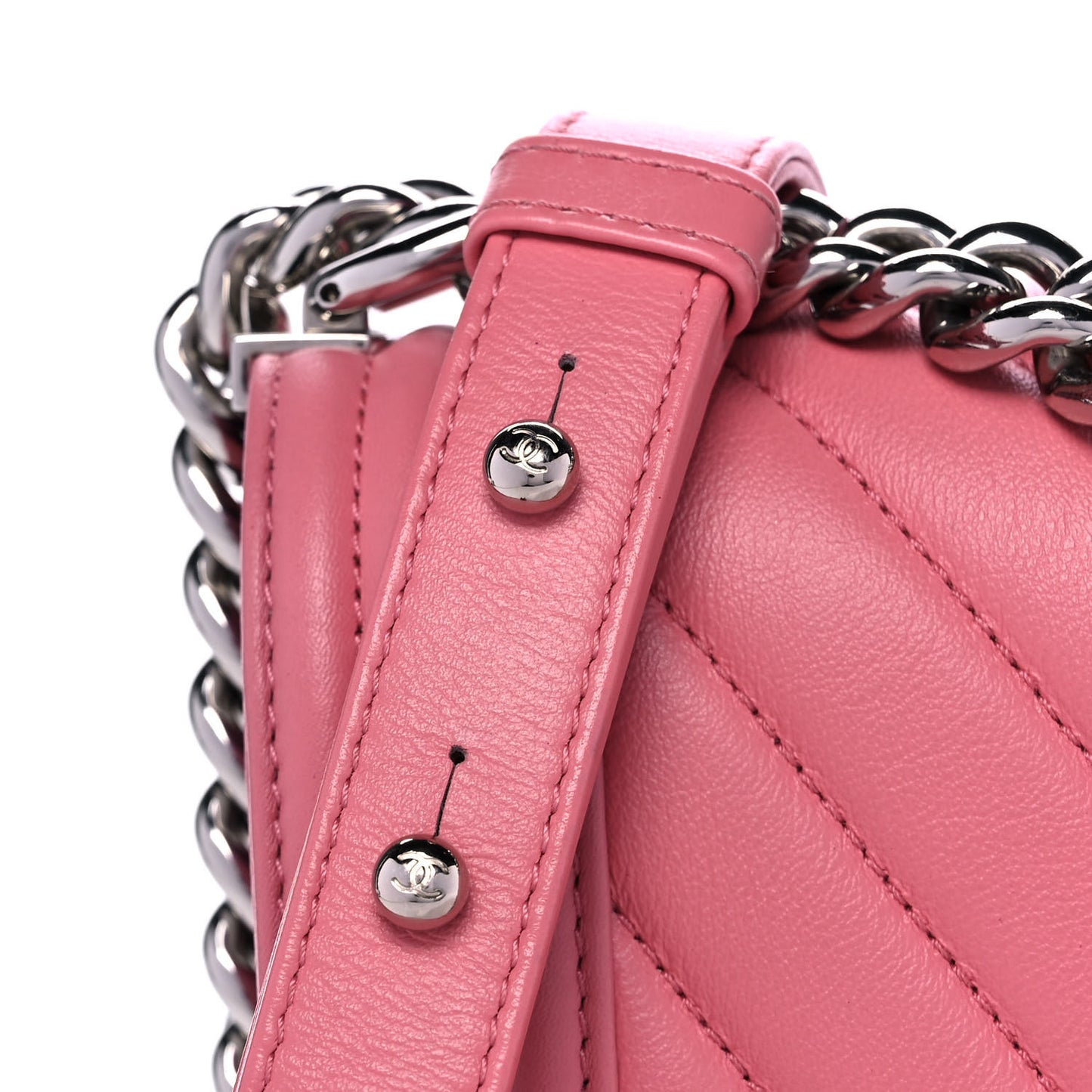 Calfskin Chevron Quilted Medium Boy Flap Pink