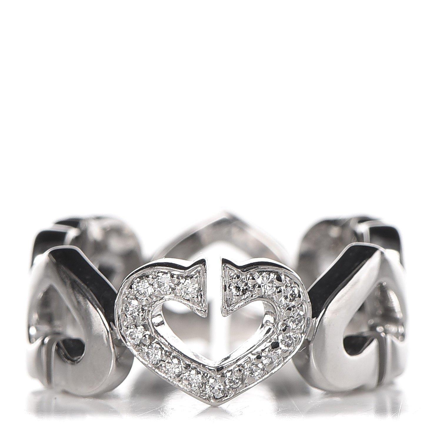 18K White Gold Diamond Hearts and Symbols Ring 49 4.75