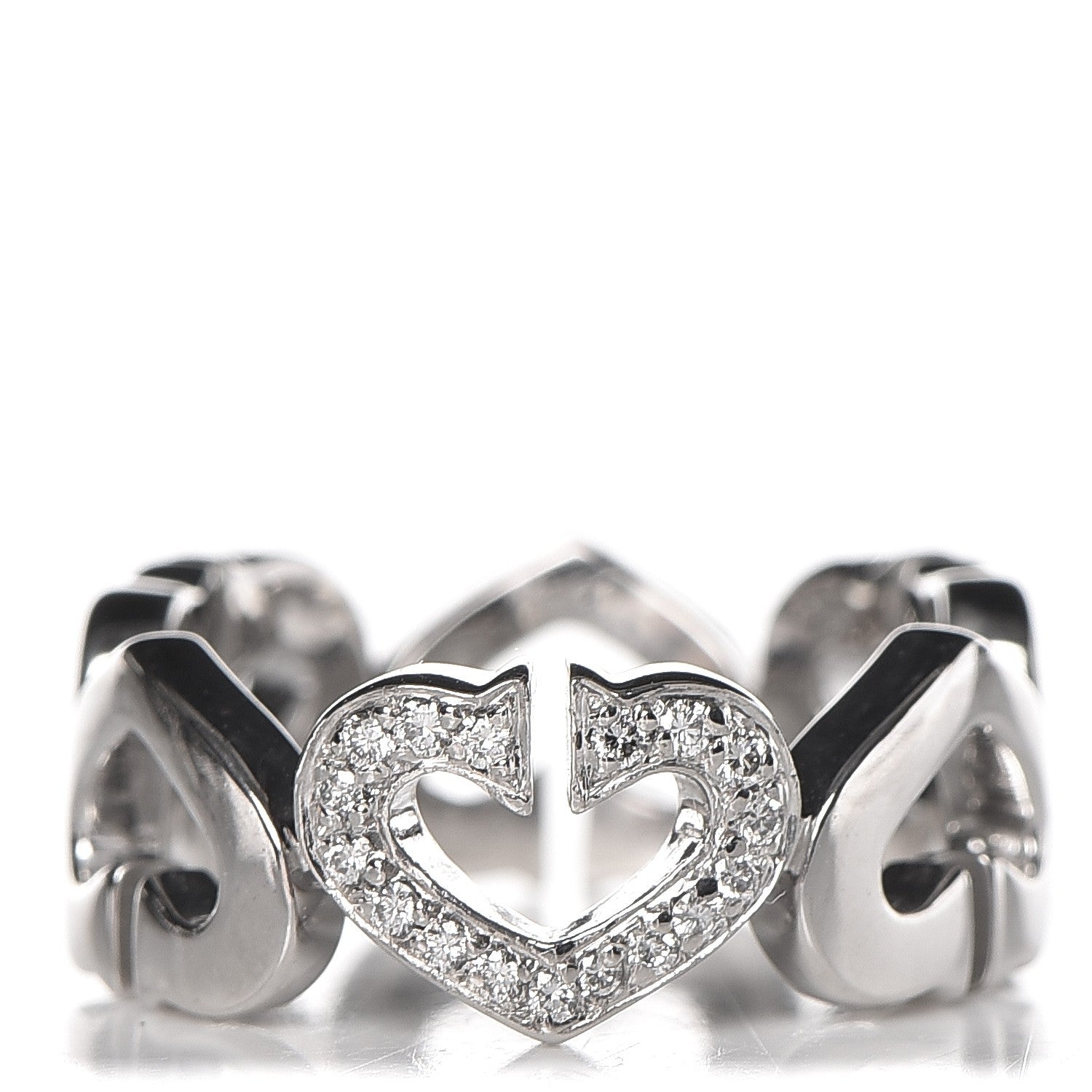 Cartier 18K White Gold Diamond Hearts and Symbols Ring 49 4.75 1 of 5