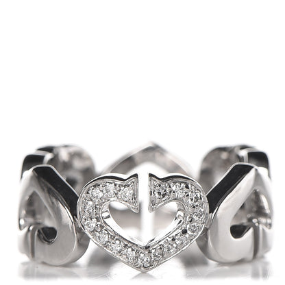 Cartier 18K White Gold Diamond Hearts and Symbols Ring 49 4.75 1 of 5