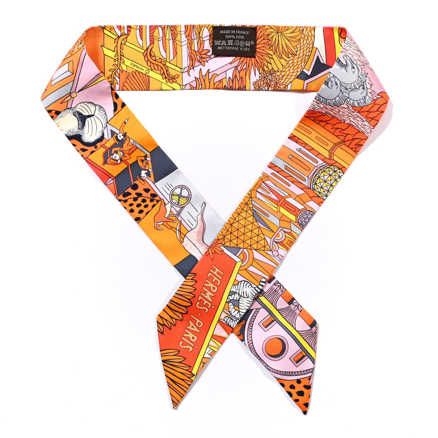 Hermes Silk Animapolis Plumetis Twilly 1 of 4