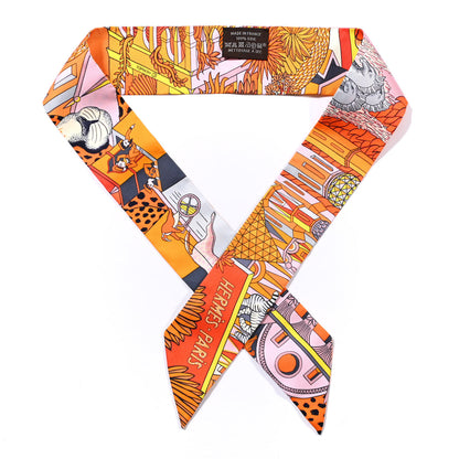 Hermes Silk Animapolis Plumetis Twilly 1 of 4