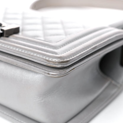 Chanel Metallic Calfskin Quilted Small Boy Flap Silver 9 of 17