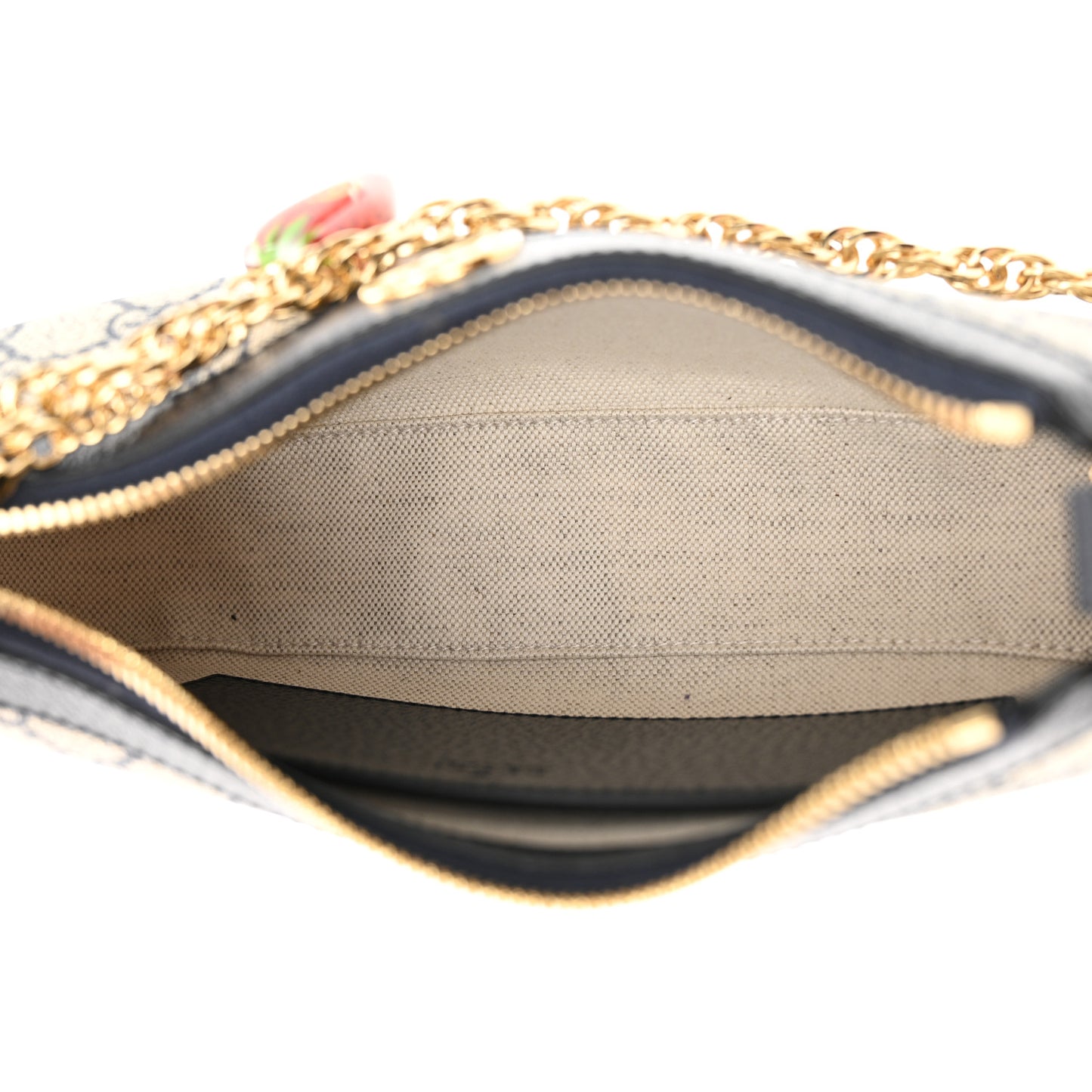 GG Supreme Monogram Textured Dollar Calfskin Web Small Ophidia GG Handbag Beige Blue