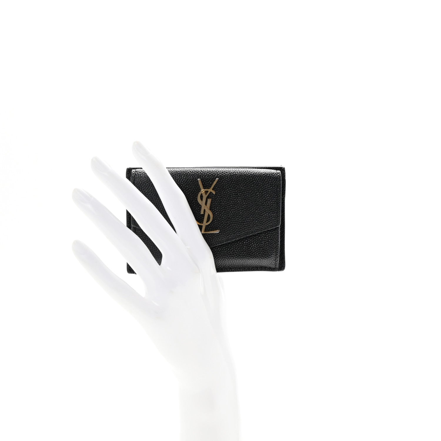 Saint Laurent Grain De Poudre Uptown Monogram Card Case Black 2 of 7