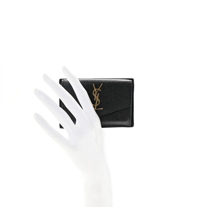 Saint Laurent Grain De Poudre Uptown Monogram Card Case Black 2 of 7