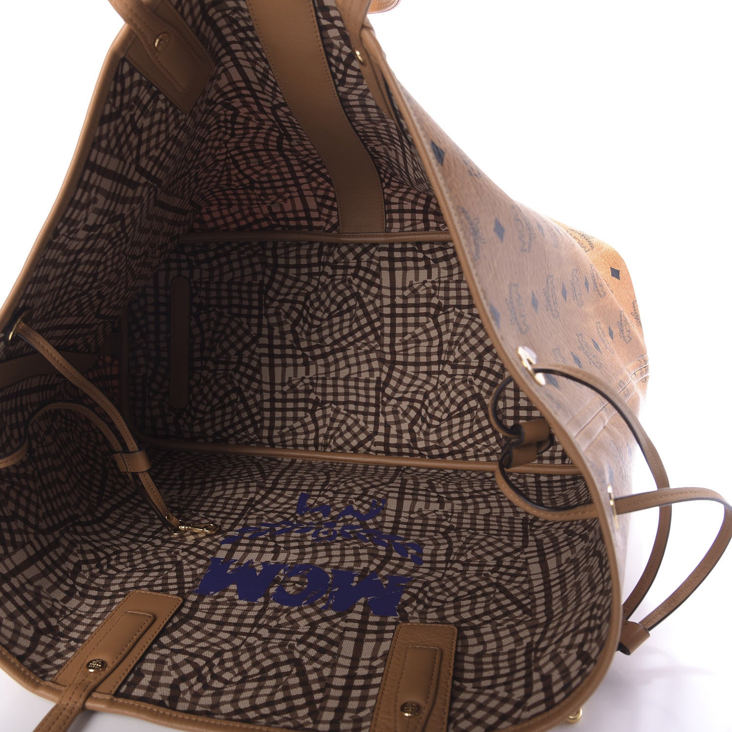 MCM Visetos Large Liz Reversible Shopper Tote Cognac 6 of 9