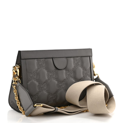 Gucci Calfskin GG Matelasse Small Slim Chain Shoulder Bag Dusty Grey Natural 3 of 11