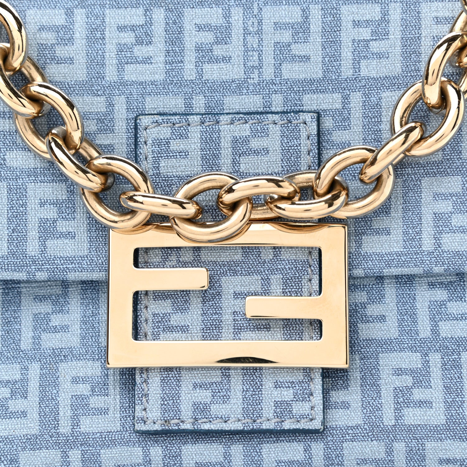 Fendi Zucchino Spalmati Forever Mini Mama Baguette Celeste 9 of 11