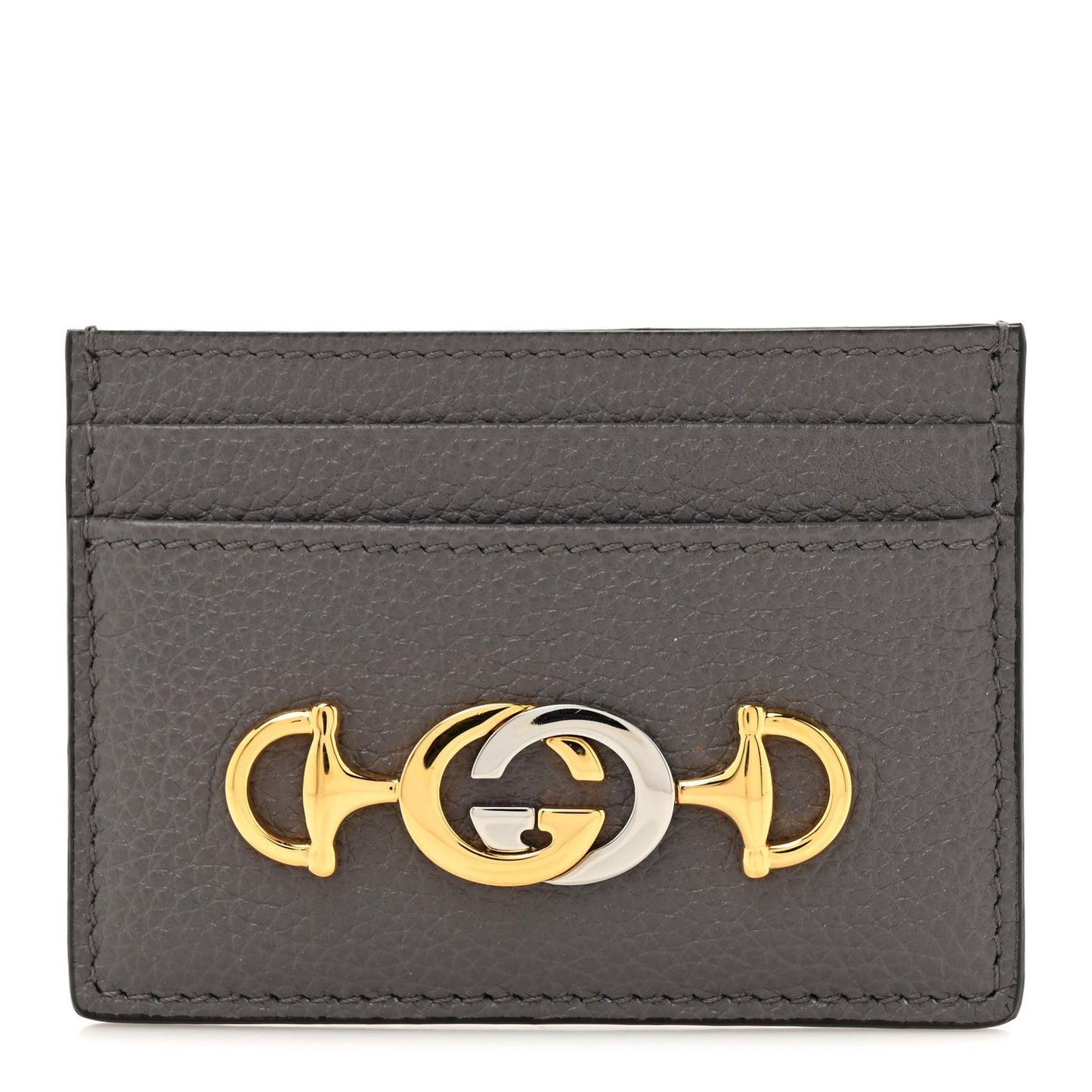 Grainy Calfskin Zumi Card Holder Dusty Grey