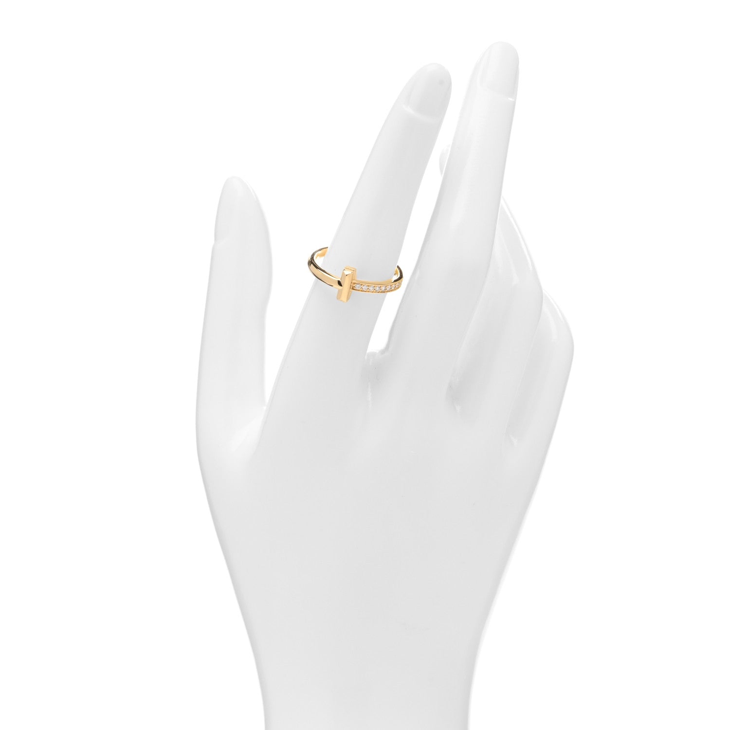 Tiffany 18K Yellow Gold Diamond 2.5mm T T1 Ring 55 7.25 2 of 5