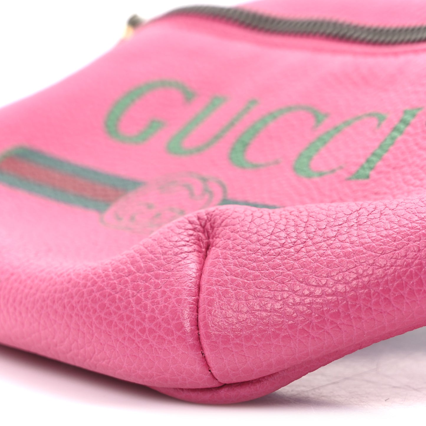 Grained Calfskin Small Logo Belt Bag Box Pink Green