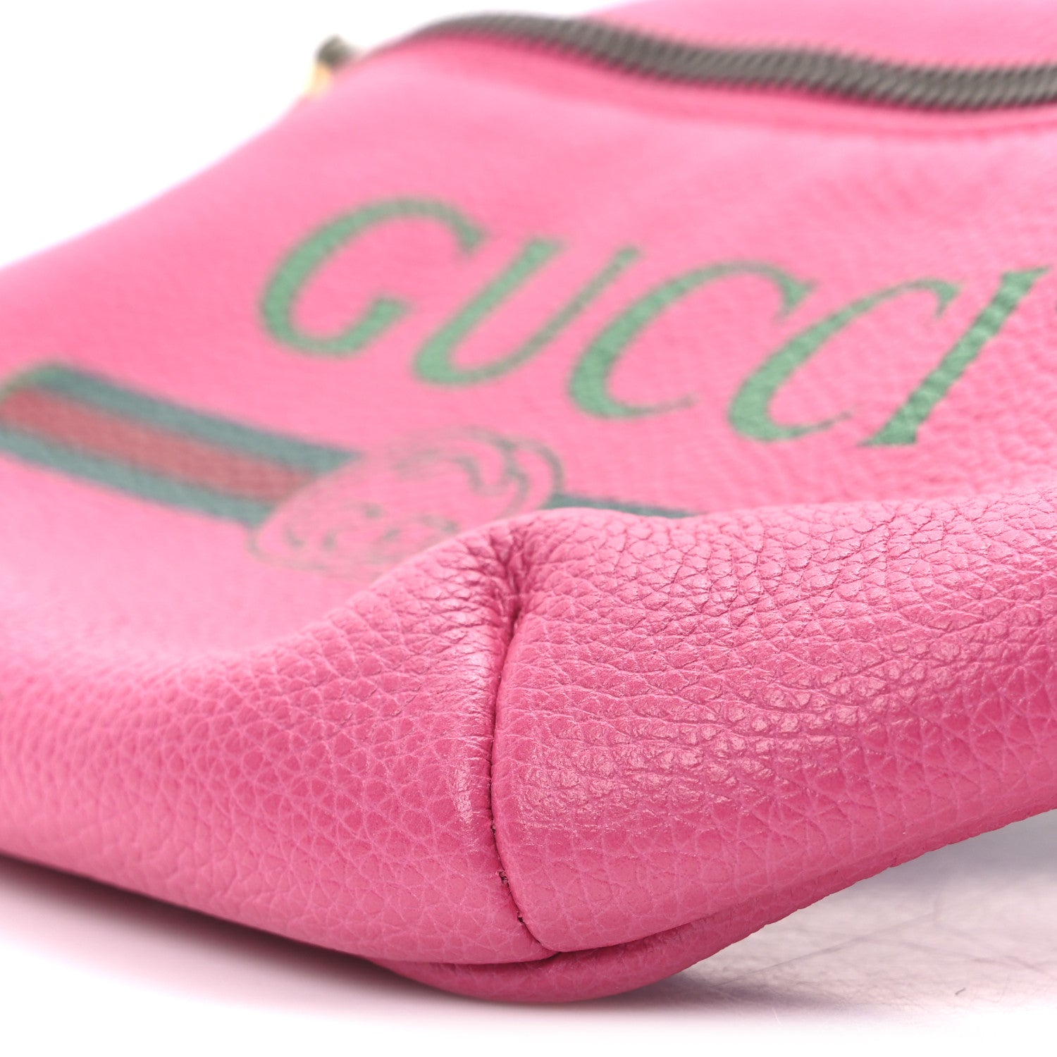 Gucci Grained Calfskin Small Logo Belt Bag Box Pink Green 10 of 11