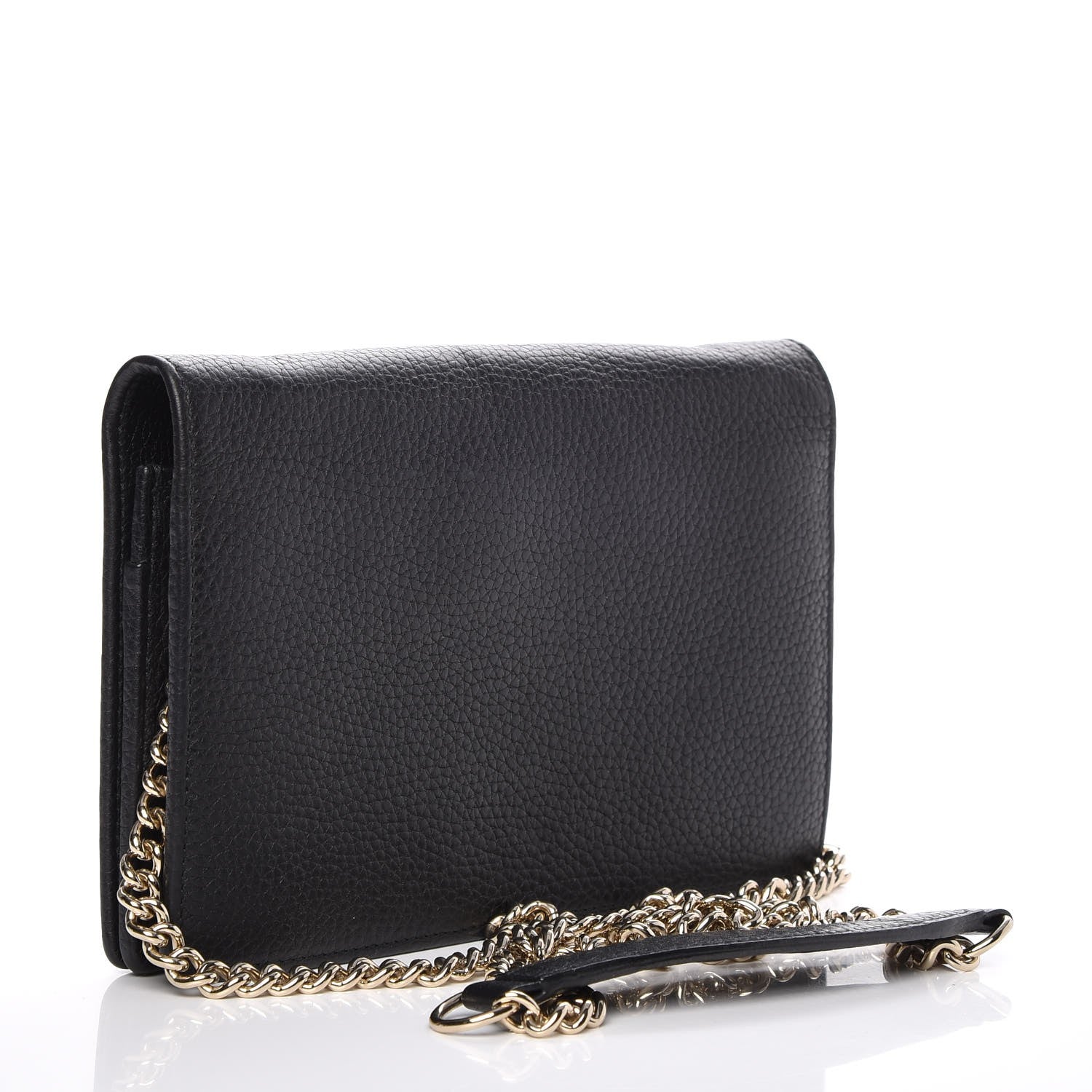 Gucci Pebbled Calfskin Soho Wallet on Chain Black 2 of 9