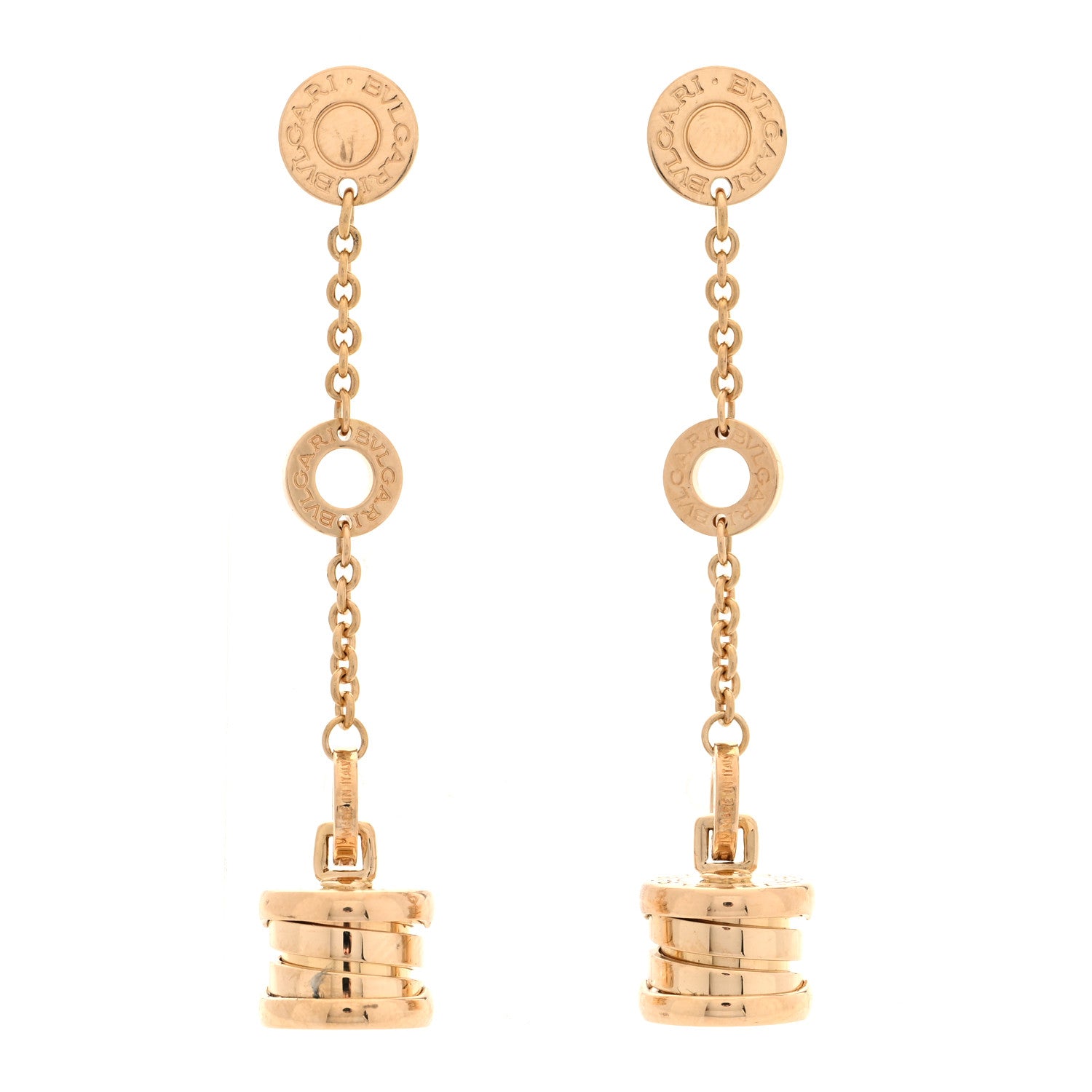 Bulgari 18K Yellow Gold B.Zero1 Drop Earrings 1 of 5